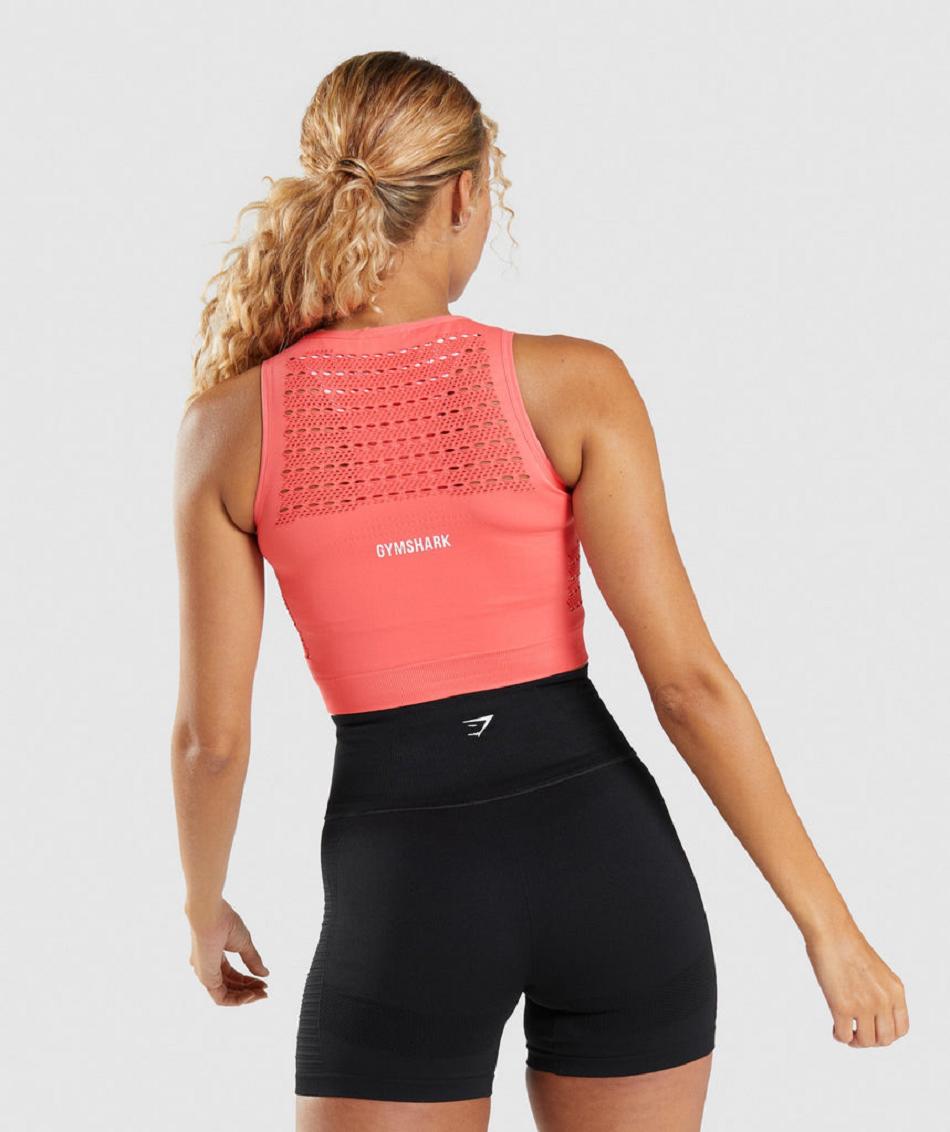 Przycięte Topy Damskie Gymshark Energy Seamless Różowe | PL 2579ZUT